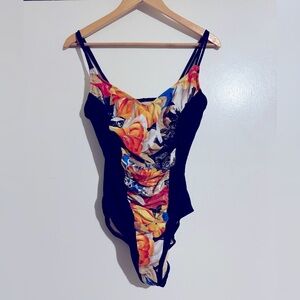 Carol Wior Floral Print Women's One Piece Swimsuit size 12